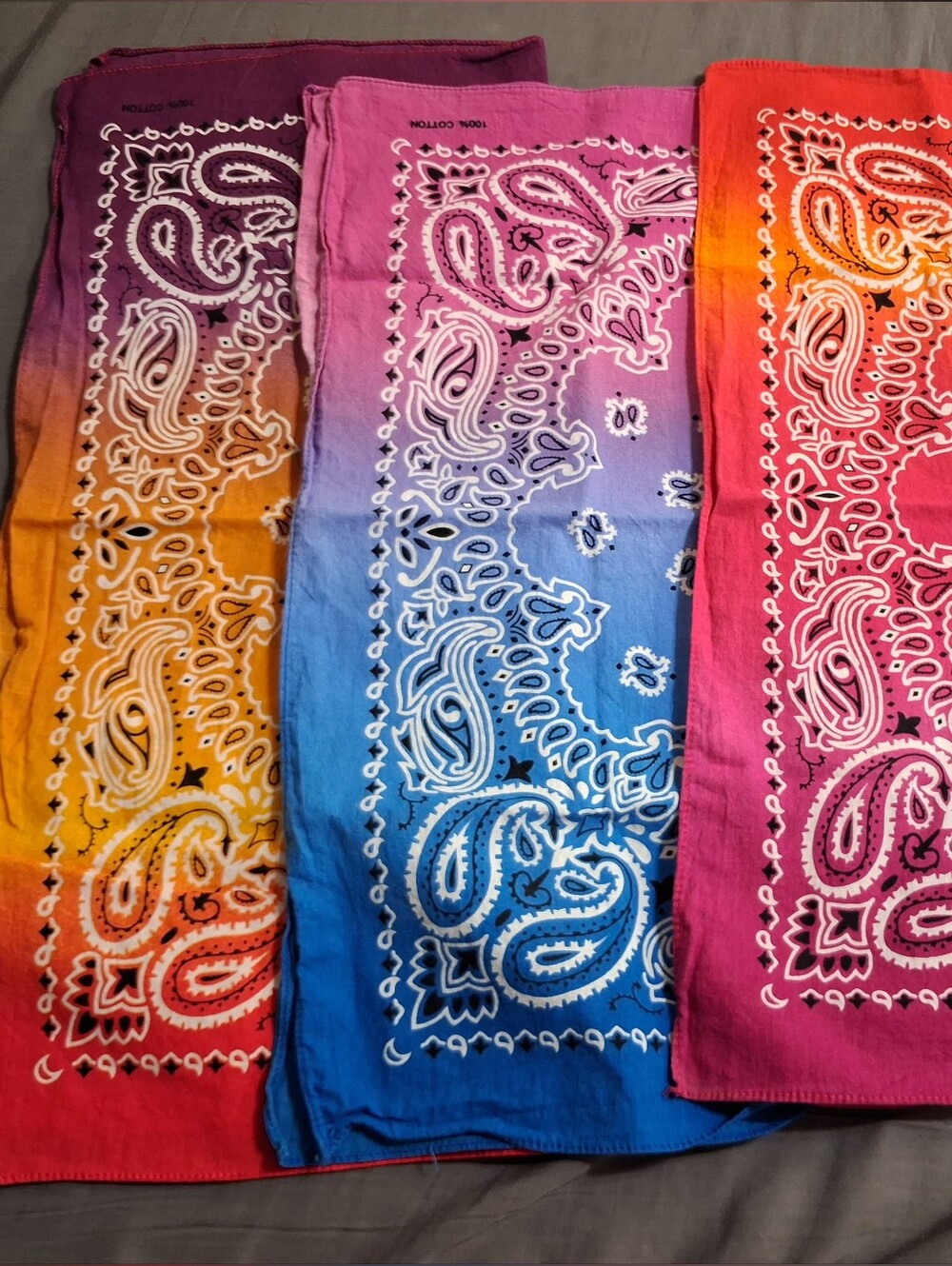 Lot Of 7! Headband Gradient Bandana Scarf - Pink, Blue, Orange Ombre